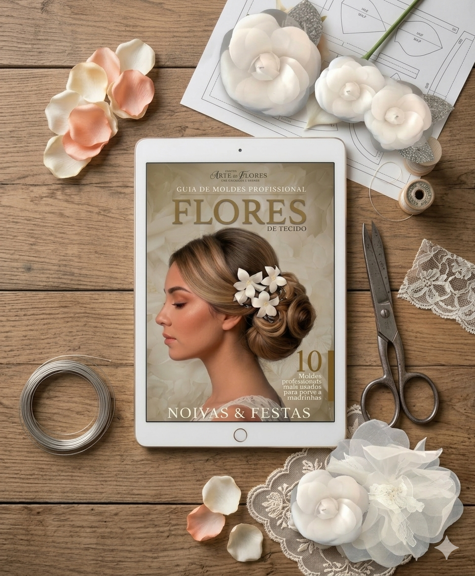 Guia de Moldes Profissional Arte em Flores — Flores de Tecido para Noivas e Festas